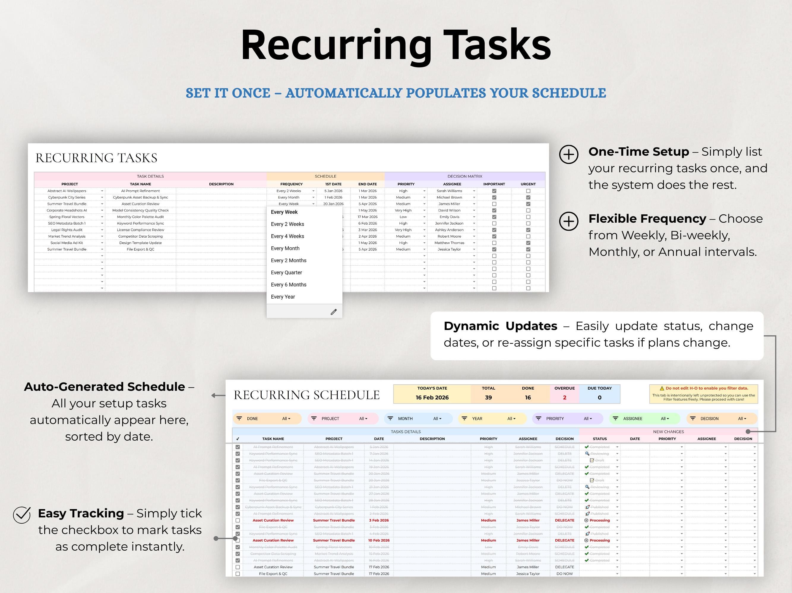 Task Tracker Spreadsheet Team Task Manager Google Sheets Excel to Do ...