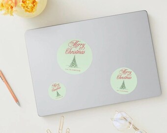 Feliz Natal com adesivos de árvore - Modelo para download