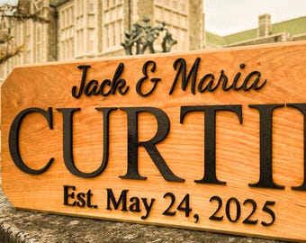 Bridal Shower Gift | Personalized Wedding Gift Last Name Established Sign Anniversary Gift Engagement Gifts Valentines Day Gift | Wood Sign