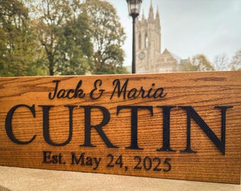 Bridal Shower Gift | Personalized Wedding Gift Last Name Established Sign Anniversary Gift Engagement Gifts Valentines Day Gift | Wood Sign