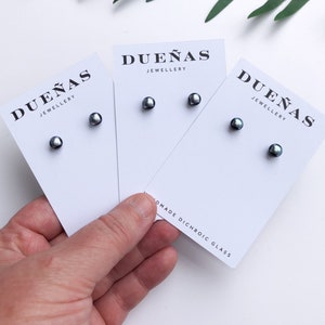 Tiny Silver dichroic stud oorbellen - gesmolten glas studs op sterling zilver