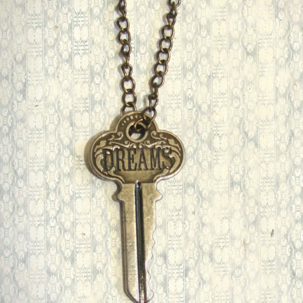 Necklace / Engraved "Dreams" / Key / Ready to Ship