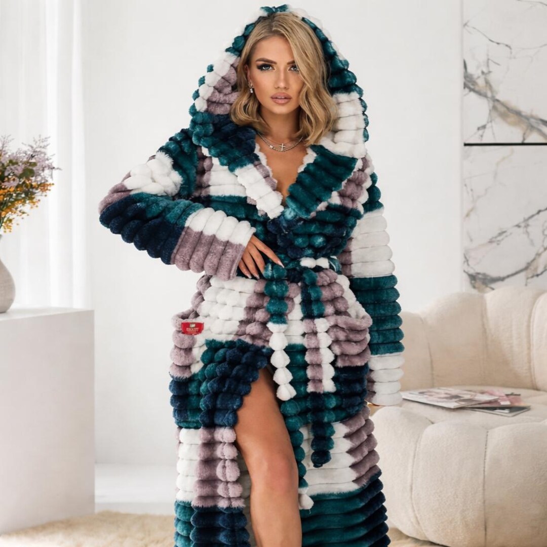 Terry Plush Robe Luxury Plush Terry Bathrobe With Hood – Soft Warm Spa Robe for Women ...