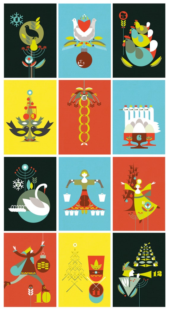 Items similar to The 12 days of Christmas Large Digital Giclée Print