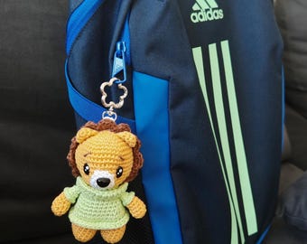 Crochet Animal Pattern PDF | Lenny the Lion Amigurumi Bag Charm | Small Stuffed Keychain Tutorial | Digital Download