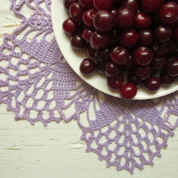 Crochet Lavender Flower Doily (14 inches)