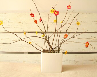 Crochet Orange, Yellow and Coral Anemone Flowers(20pcs)