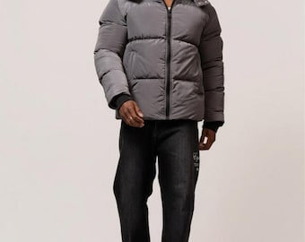 Kurtka puchowa Storm Grey Cropped – pikowany płaszcz zimowy unisex