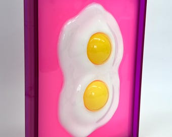 Double Fried Resin Egg  in Acrylic Frame