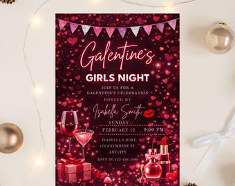 Galentine's Girls Night Invitation, Friends Valentines Dinner Invite, Digital Valentine Invitation, Galentines Day Evite, Digital Download