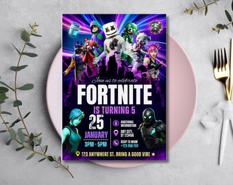 Editable Fort Game Birthday Invitation, Gamer Party Invite, , Printable Gamer Invite, Gamer Digital, Gamer Template, Gamer Canva