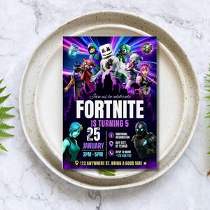 Editable Fort Game Birthday Invitation, Gamer Party Invite, , Printable Gamer Invite, Gamer Digital, Gamer Template, Gamer Canva