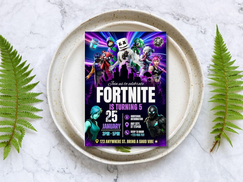Editable Fort Game Birthday Invitation, Gamer Party Invite, , Printable Gamer Invite, Gamer Digital, Gamer Template, Gamer Canva