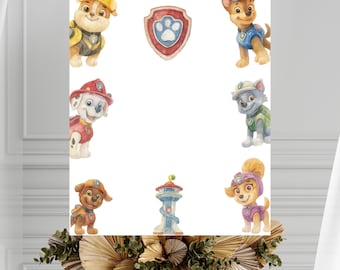 Watercolor Puppy Welcome Sign Template – Editable Canva Birthday Party Sign, Printable Watercolor Party Decor,