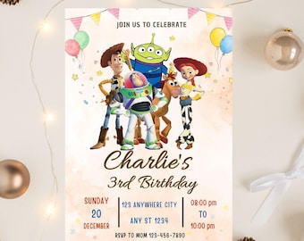 Editable Toy Story Birthday Invitation Template Digital kids Birthday invites Canva Toy Story Party Invitations
