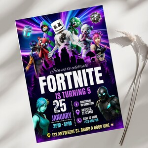 Editable Fort Game Birthday Invitation, Gamer Party Invite, , Printable Gamer Invite, Gamer Digital, Gamer Template, Gamer Canva