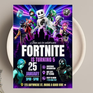 Editable Fort Game Birthday Invitation, Gamer Party Invite, , Printable Gamer Invite, Gamer Digital, Gamer Template, Gamer Canva