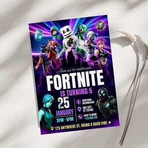 Editable Fort Game Birthday Invitation, Gamer Party Invite, , Printable Gamer Invite, Gamer Digital, Gamer Template, Gamer Canva