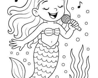 Kleurplaten zeemeermin voor kinderen | 30 pagina's | Zomeractiviteit voor meisjes | Afdrukbaar zeemeerminfeest | Oceaanthema | Direct downloaden