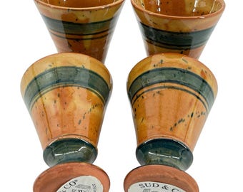 Sud & Co Cassis en Provence France Terracotta Goblets Set of 4 Handmade Pottery