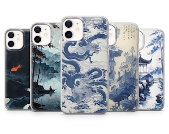 Japanese Art Phone Case Dragon Aesthetic Cover for iPhone 17, 17Air, 16Pro, 15, 14, 13, 12, Samsung S25, S24, S23, A16, A56, Pixel 10Pro, 9A