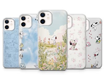 Funda para teléfono con diseño adorable de Snoopy en tonos pastel para iPhone 17, 17 Air, 16 Pro, 15, 14, 13, 12, Samsung S25, S24, S23, A16, A56, Pixel 10 Pro, 9A