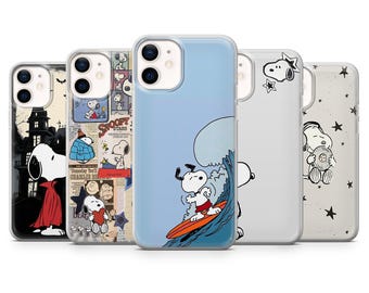 Funda para teléfono con un adorable dibujo estético de Snoopy para iPhone 17, 17 Air, 16 Pro, 15, 14, 13, 12, Samsung S25, S24, S23, A16, A56, Pixel 10 Pro, 9A