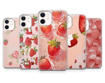 New! Strawberry pattern Phone Case Fruit cover for iPhone 17, 17Air, 16Pro, 15, 14, 13, 12, Samsung S25, S24, S23, A16, A56, Pixel 10Pro, 9A
