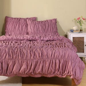 Pink Grey Cotton Duvet Cover, Boho Duvet Cover, Modern Duvet Cover, Cute Dorm Bedding, Comforter Cover, Bohemian Duvet Cover Queen Bedding