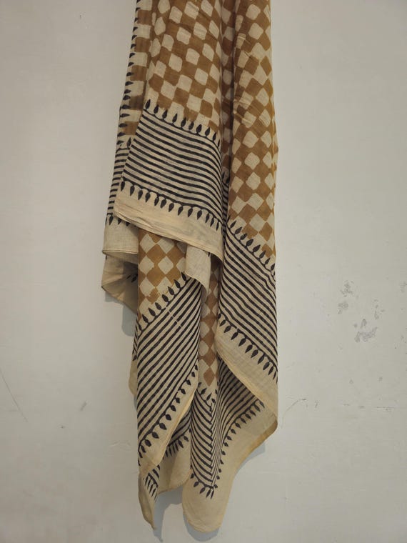 Hand block printed cotton sarong, floral beach cover-up, boho beach wrap sarong for women