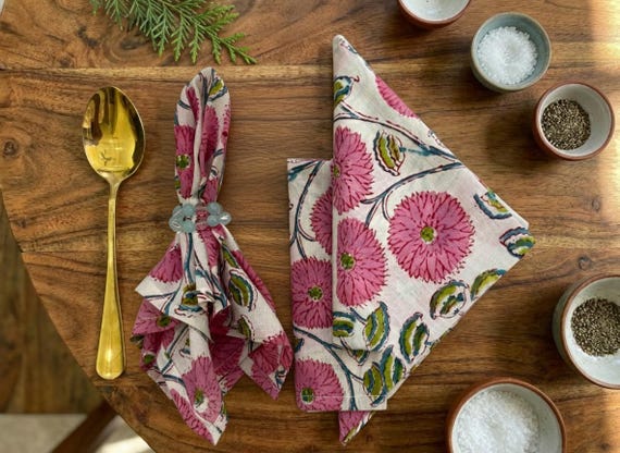 100 Pcs Block Print Printed Napkin Cotton Napkins Hand Block Wedding Napkin Eco/Earth Friendly Reusable Napkins Table Cloth Boho Napkins