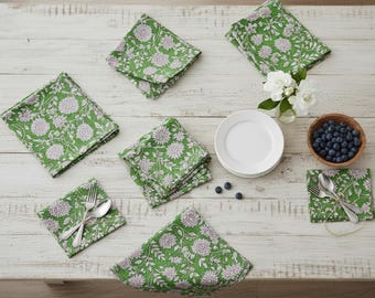 150 servilletas de algodón estampadas a mano con bloques de madera, ideales para bodas. Ecológicas, reutilizables y aptas para todo tipo de piel. Manteles estilo boho.