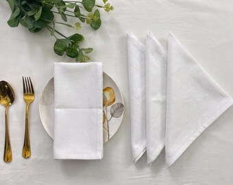 Witte katoenen stoffen servettenset, stevige dinerservetten, herbruikbare servetten, bruiloft tafeldecor, milieuvriendelijke linnen servetten