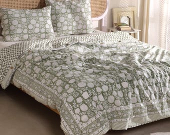Hand Block Print Duvet Cover, Comforter Cover Set Printed Fabric Duvet Cover Set, Floral King Queen Full Other Sizes Bedding Set |
