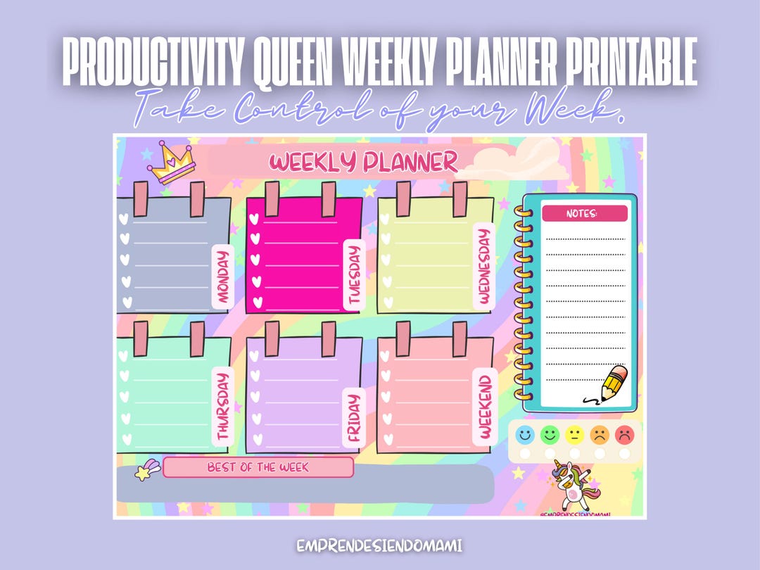 Productivity Queen Weekly Planner Printable PDF – Structured Weekly ...