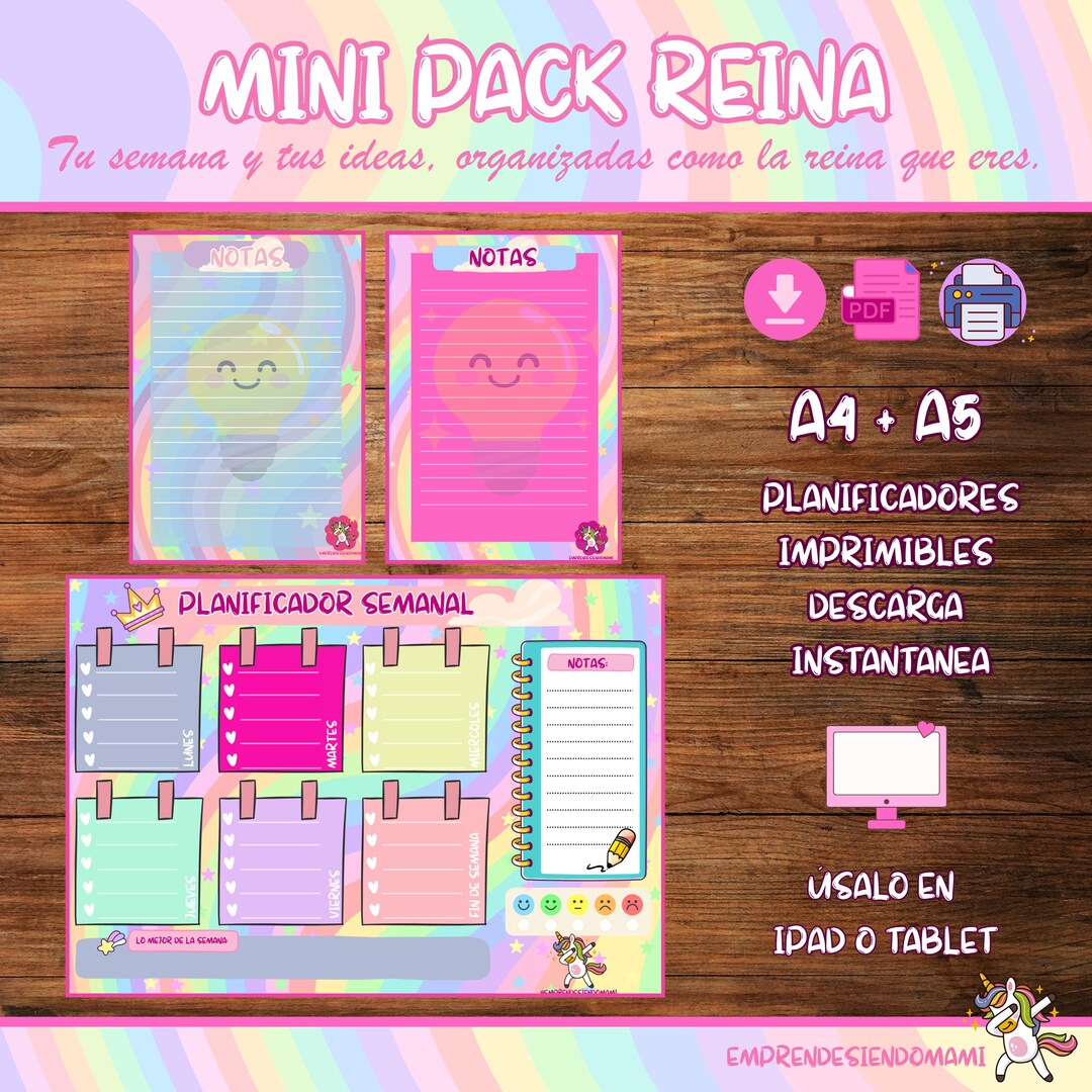 Mini Queen Planner Bundle – Weekly Layout + Printable Notes A4/A5 ...