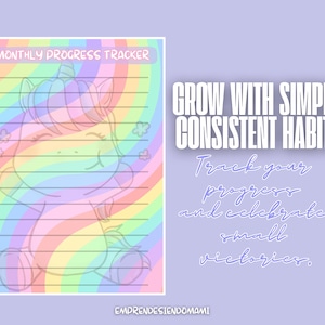 Monthly Progress Tracker Printable PDF A4 A5 – Goal Tracking Worksheet, Self Improvement Planner Page, Digital Download for iPad