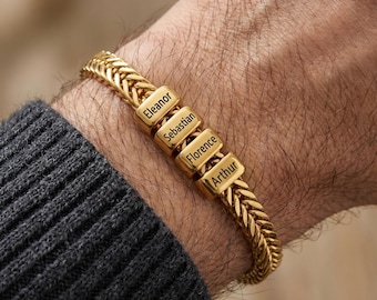 Personalized Bracelet for Dad with Kids Names, Custom Engraved Mens Bracelet, Fathers Day Gift for Dad, Daddy Family Bracelet