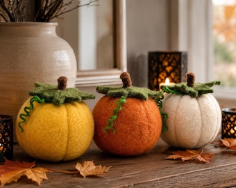 Felt Wool Pumpkin, Autumn Fall Thanksgiving Decor, Halloween Decoration, Cozy Seasonal Home Decor