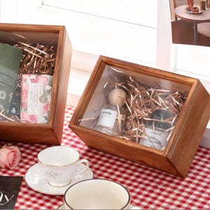 Wooden Storage Box,Vintage-colored Transparent Box,Display Case