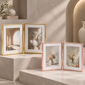 Diptych Metal Folding Picture Frame,Tabletop Display,Home Decoration