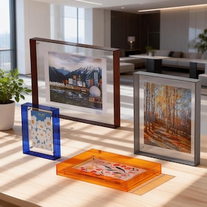 鮮やかなアクリルフォトフレーム、カラフルな透明ディスプレイ、プリント、DIYアート