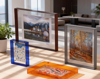 Levendige acrylfotolijsten, kleurrijke transparante display, prints en doe-het-zelfkunst