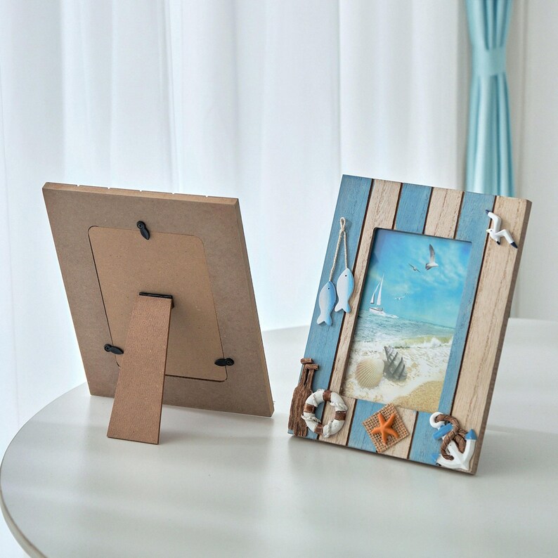 Mediterranean Style 6-inch Photo Frame, Shell and Starfish Coastal Home ...