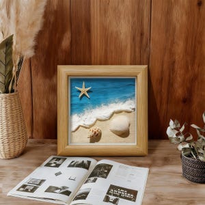 Handgeschilderde schelpkunst, schelpkunst, decor met oceaanthema (4,72" x 4,72")
