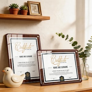 Wood Certificate Frame, Award Display Case, Honor Recognition Holder for Employees And Graduates