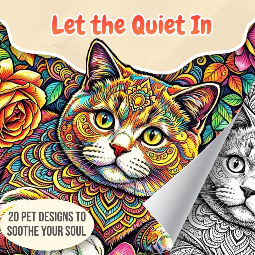 Whimsical Kitten Garden Coloring Pages, Floral Cat Coloring Book PDF ...