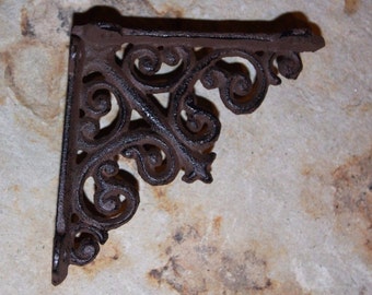 2) Tiny shelf brackets, 4", DIY curio shelf, free shipping, small shelf brackets, cast iron shelf brackets,fancy scroll design,B-27