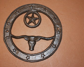 Longhorn  Wall Plaque, Cast Iron, Free Shipping W-22