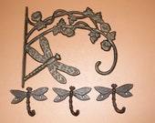 4pc Dragonfly Design Plant Hanger And Wall Hooks, Spring Home Decor, Free Ship